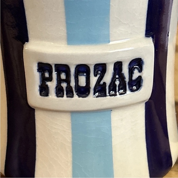 Rare Jonathan Adler PROZAC Vice Canister Striped Blue Jar Pot Porter - Picture 7 of 12